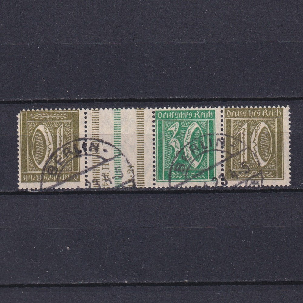 GERMANY 1921, Mi# KZ9 & W19, Gutter pair from booklet, Used