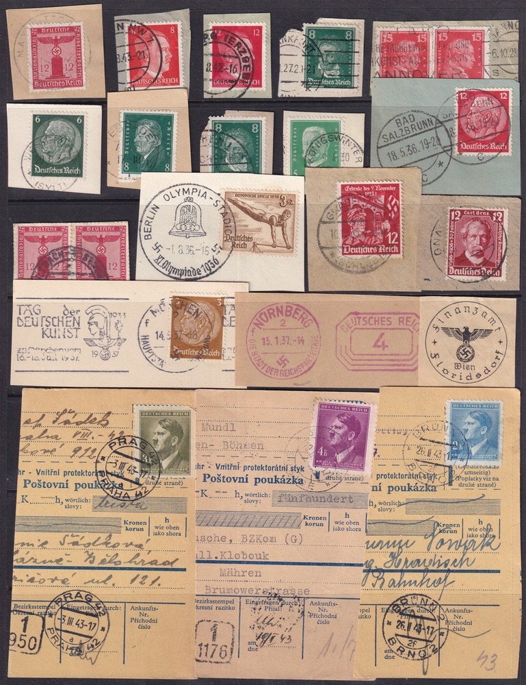 Lot Stamp Germany WWII 3rd Reich Germania Mixed On Paper Hitler Bohemia U