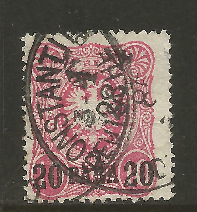 GERMAN OFFICES IN TURKEY 1884, 20PARA ON 10PF OVERPRINT ,Mi 2 ,USED (o)