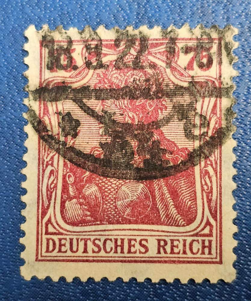 Stamp Germany Reich Germania 75 Pfennig 1922 Infla Mi. Nr. 197 a [🇩🇪36667]