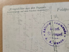 WWI Imperial German Army Vogesen Front Memorial Cross War Postcard Feldpost 1915