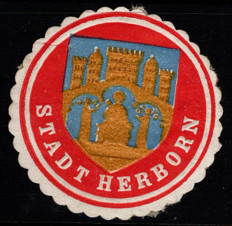 Germany City of Herbon Multi Color PO Seal Used – S46559