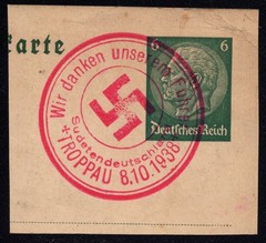 Sudetenland 1938 Troppau/Opava special cds on Germany on piece seldom