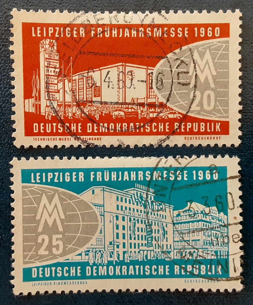DDR Germany 1960 Used Leipzig Spring Fair Bullseye Mi 750-1 Scott 492-3 XF 7439