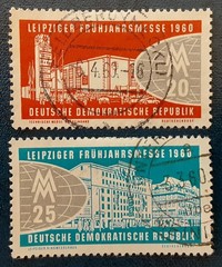 DDR Germany 1960 Used Leipzig Spring Fair Bullseye Mi 750-1 Scott 492-3 XF 7439