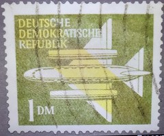 Rare used Airmail GDR stamp (Wz 2 lying), type. auction value 1200 eur