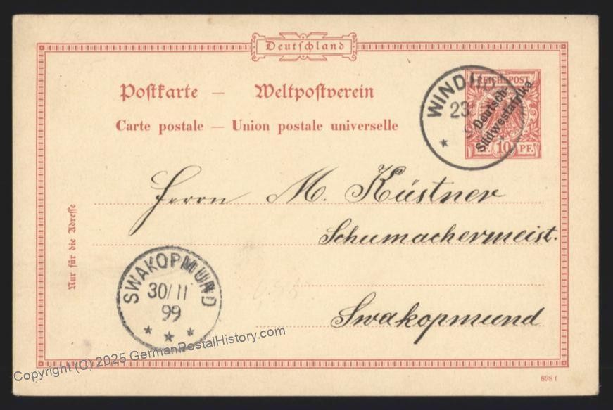 Germany SW Africa 1899 WINDHUK DSWA Postal Cover SWAKOPMUND 113230