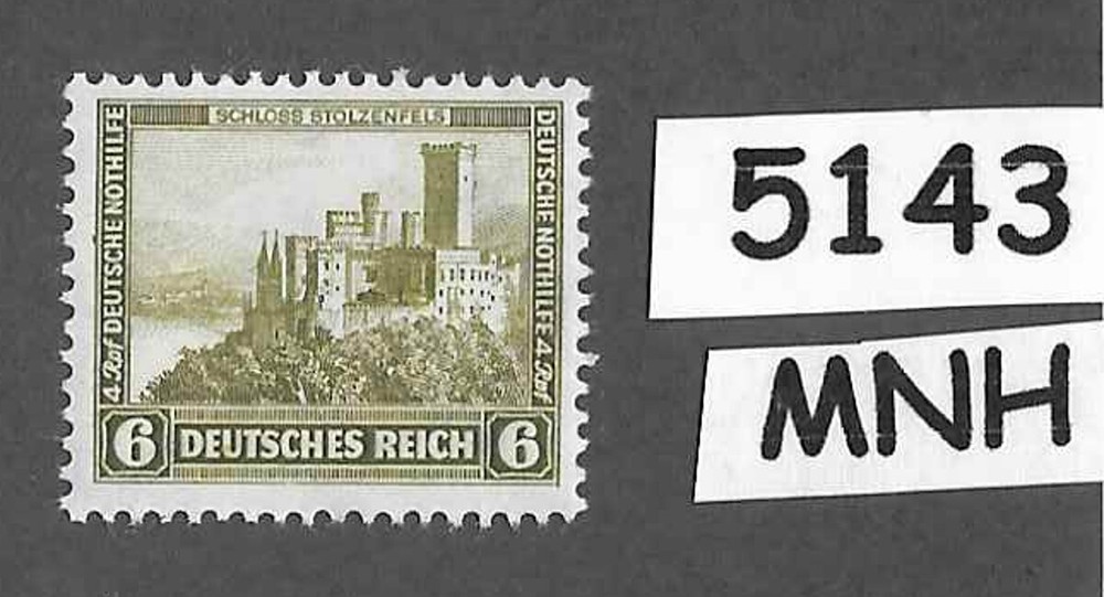 #5143 MNH Stamp B45 1932 PF06 + 04 Stolzenfels castle / Weimar Germany