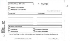 Express Courier: Form for Registered Shipments, Unused