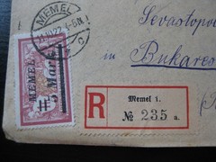 MEMEL GERMAN PLEBISCITES 1922 very nice registered cover mailed to Romania!