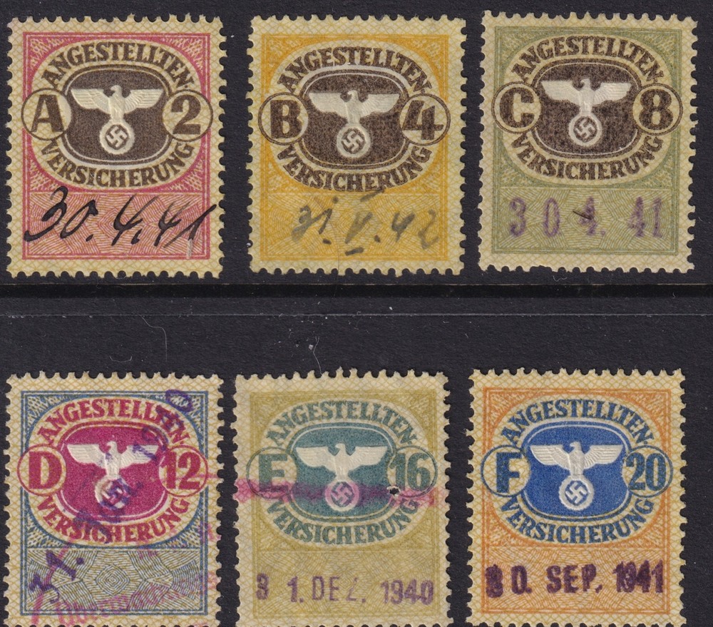 Stamp Germany Revenue WWII Fascism War Era Medical Insurance Selection 3 Used