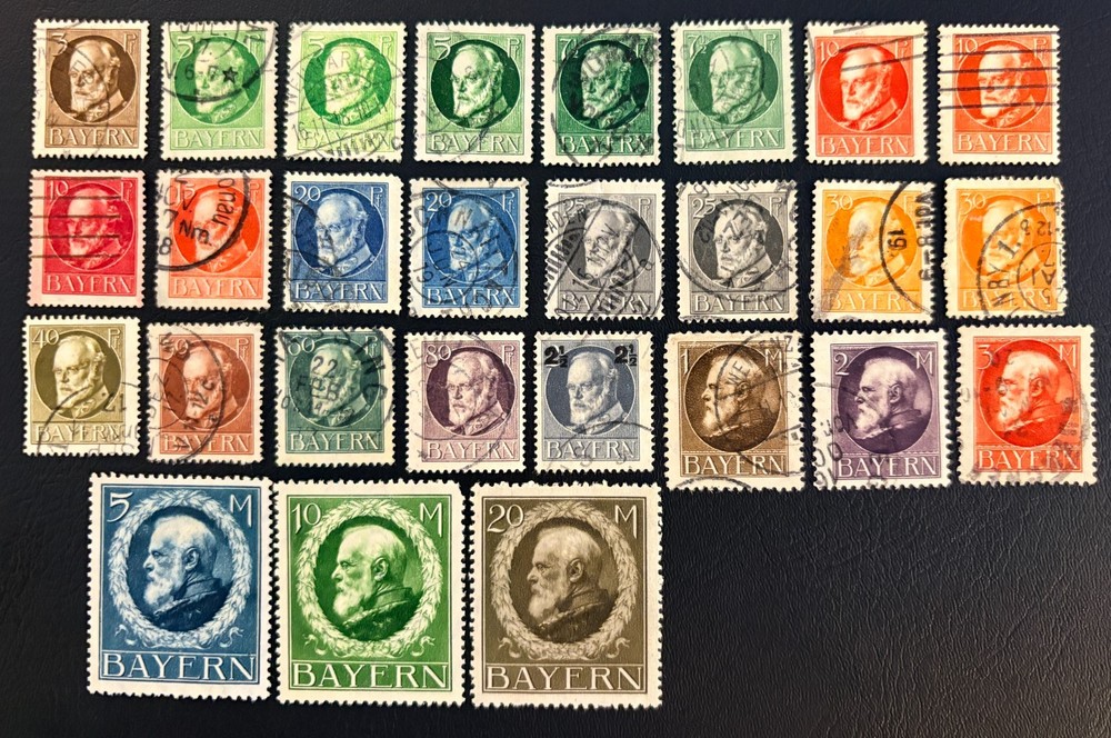 Bavaria 95-100, 102-115 / 1914-1920 King Ludwig III Stamps / Used / 112-114 MH