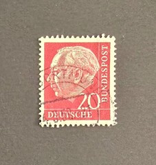Germany #710 – 20 pf dark carmine rose – 60+ stamps for Art or Crafting