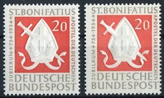 2x St. Boniface Bundle Sheet No. 199 Clean Mint Postfrisch Death 1954 BRD MNH