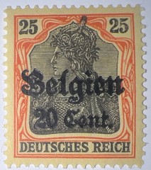 Travelstamps: Germany Offices in Belgium Stamps WWII 20c on 25pf Mint MOGH Wmk