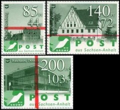 Green Courier Post: MiNr. V – VII, „Sights“, Set, mint