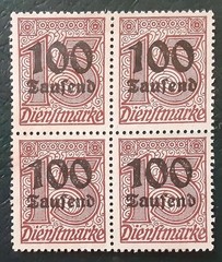 Germany REICH 1921 100 Tausend Used no PM Government Surcharge Block XF 1673-1