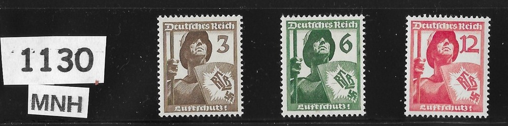 #1130 MNH set Sc481 – 483 / 1937 Germany / Third Reich Air protection league