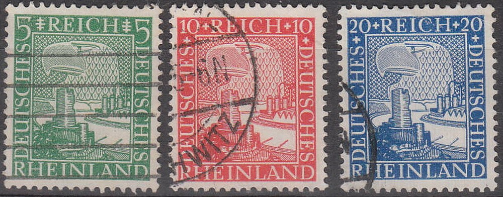 Stamp Germany Reich Mi 372-4 Sc 347-9 1925 Set Rheinland Castle Eagle Used
