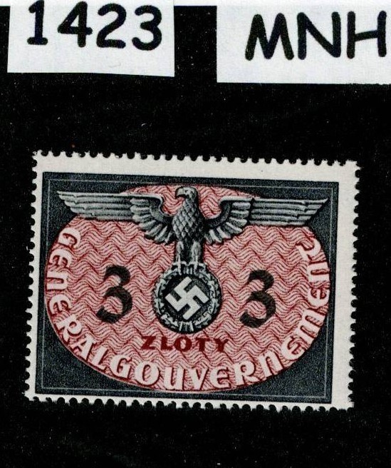 MNH stamp Sc 014 3ZL official Swastika WWII Germany Occupied Poland #1423