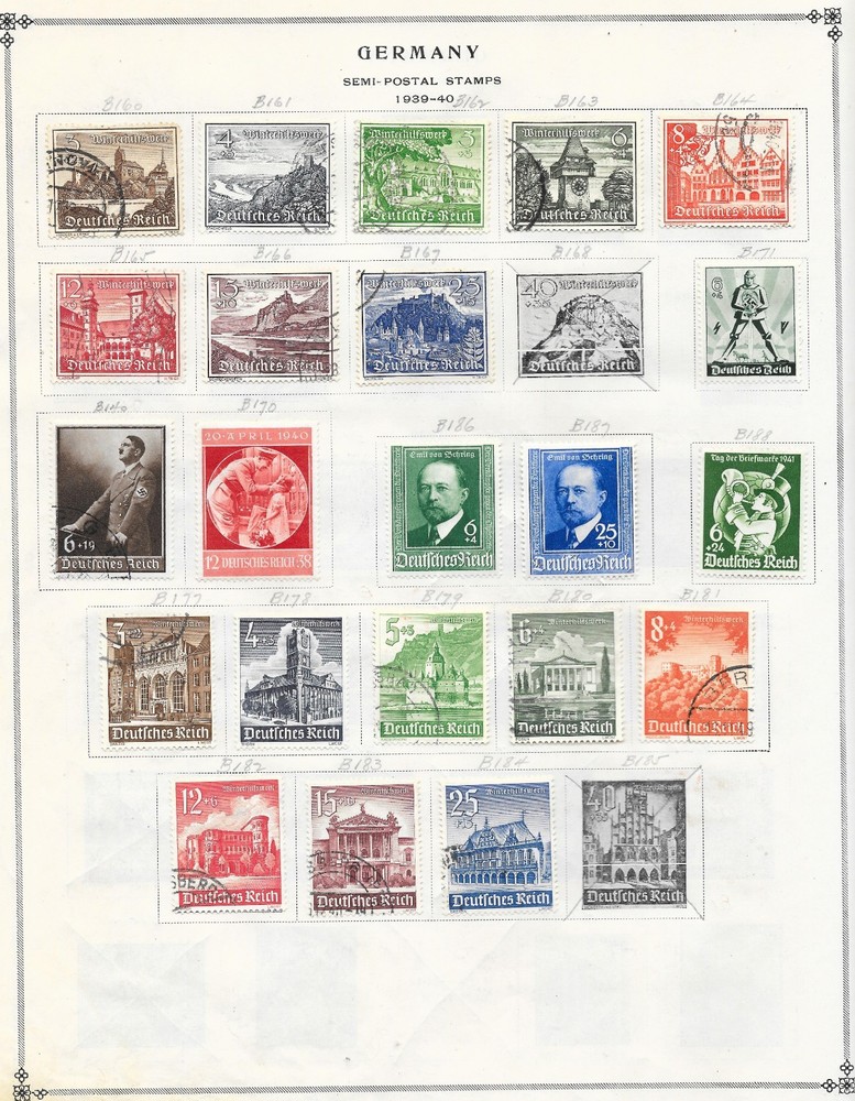 Germany Lot of 22 1939-1940 Scott Catalog Range B160-B184 Semi-Postal Mix CXL MH