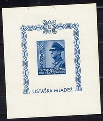 Croatia-Germany Axis WW2 Pavelic Souvenir Sheet 1943 MLH imperforated CV $55