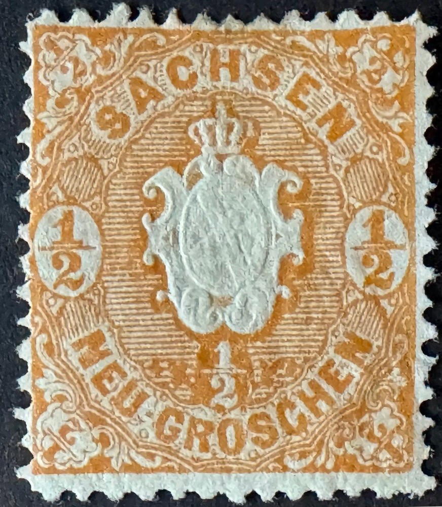 German States – Saxony | 1863-1867 | SG 37 | 1/2 neugroschen Orange | Good MH