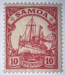Travelstamps: GERMANY SAMOA STAMPS Kaiser’s Yacht 10Pf Mint Original Gum MNH WMK