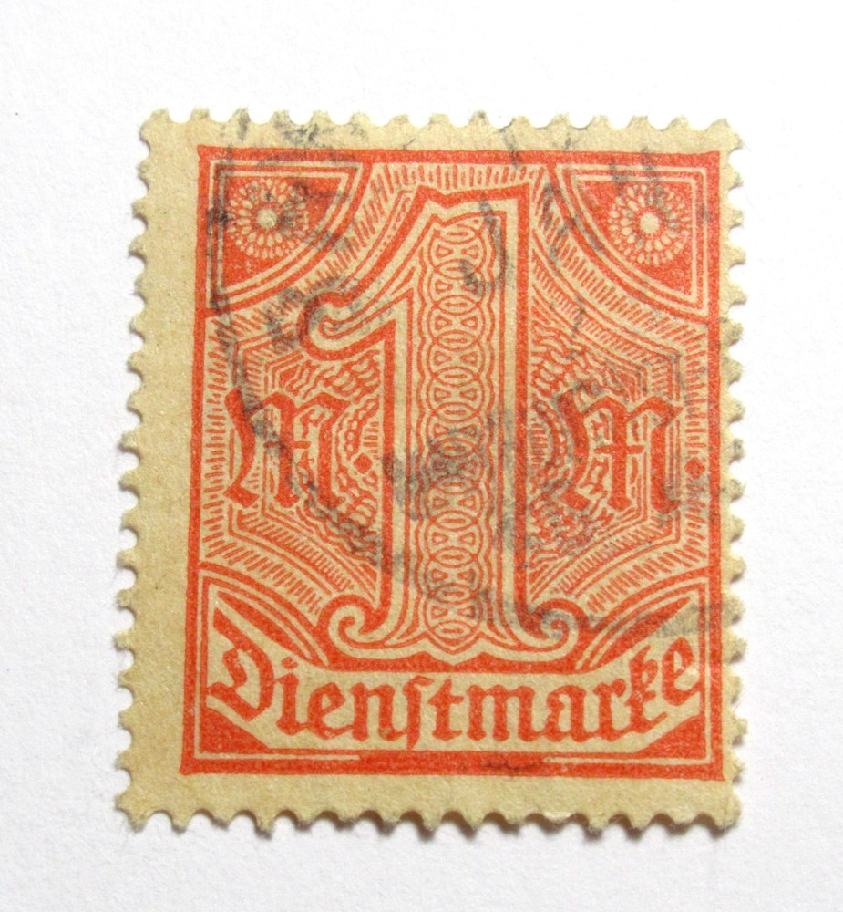 Germany 1920 Official Stamp Scott O10 1 Mark Dienstmarke Used