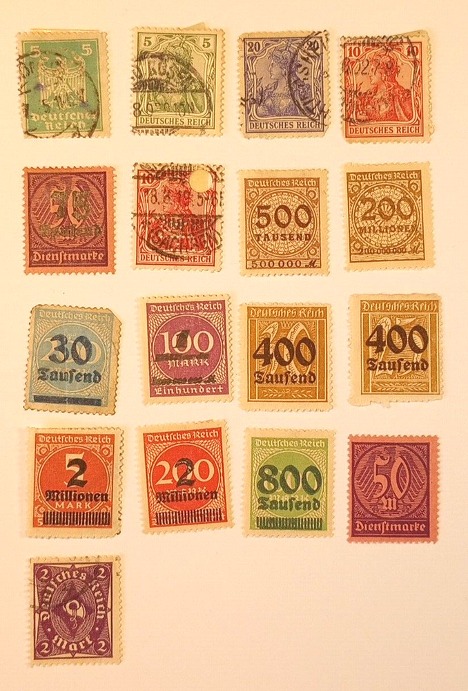 (17) Germany Stamps Mixed Lot Deutsches Reich 1920s Overprint MH Used
