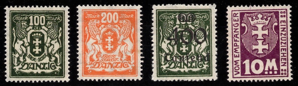 1923 Danzig Germany lot Michel 141 – 161 Scott 114 – 140 MNG