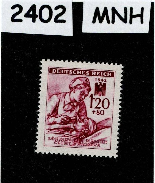 MNH stamp 1942 Sc B12 Red Cross Nurses WWII Germany Occupation of BaM #2402