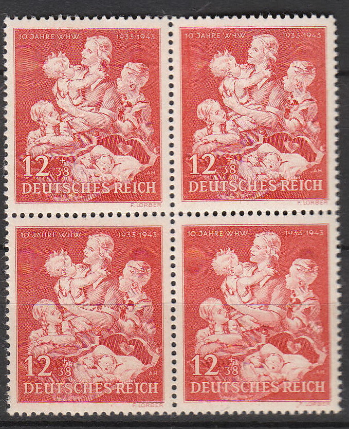 Stamp Germany Mi 859 Sc B246 Block 1943 WWII Fascism Winter Winter Welfare MNH