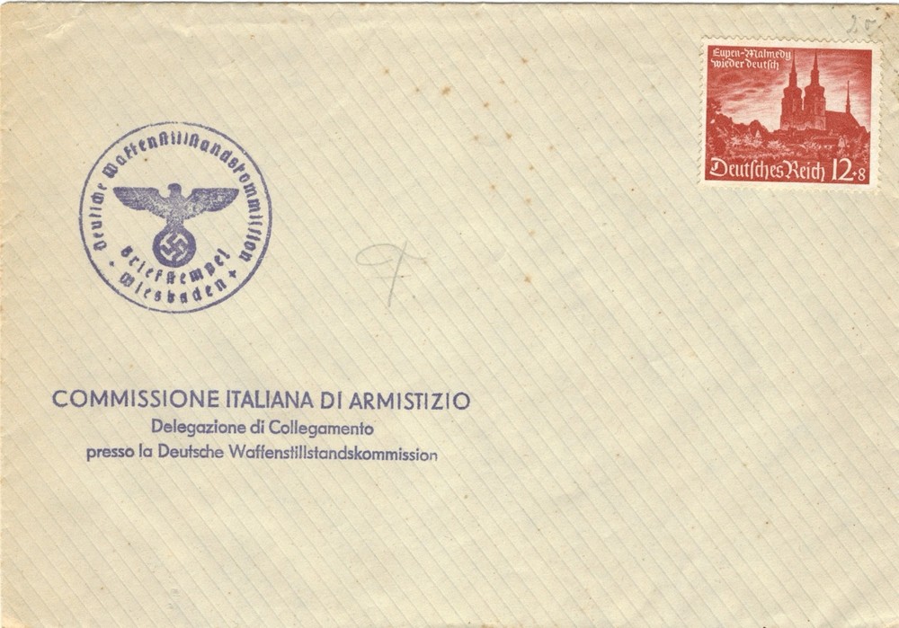 WWII German Armistice Commission Wiesbaden Italian Liaison Cover Scott B175