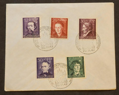 WW2 WWII Nazi German Third Reich cover letter KRAKAU Poland 1942 w 5 stamp set