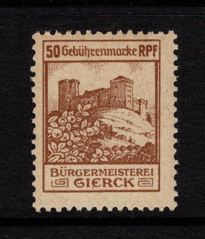 Germany Sierck .50 Rm Castle Local Revenue MNH – S57291