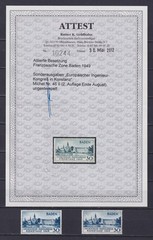 GERMANY 1949, Mi# 46I+46II, CV €676, Baden, Certificate, MNH