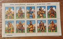 GERMANY LABELS STAMPS SHEET MNH LOCAL INDIANS & FAMOUS COSTUMES WEAPONS VF