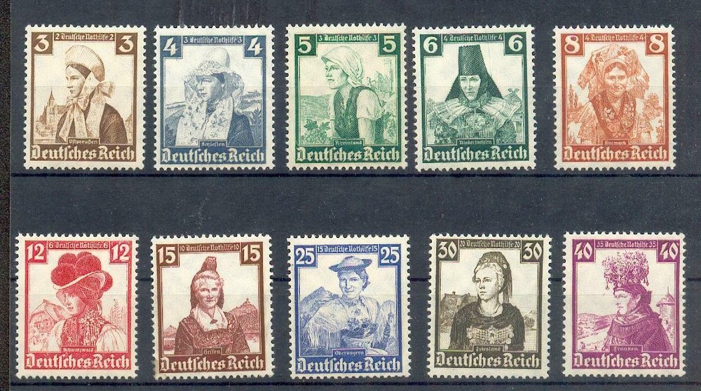 GERMANY 1935 588-597 TRADITIONAL COSTUMES ** MNH VERY BEAUTIFUL SET 200€(48276