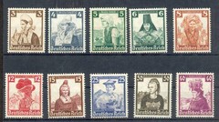 GERMANY 1935 588-597 TRADITIONAL COSTUMES ** MNH VERY BEAUTIFUL SET 200€(48276