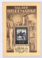 SAAR FDC *TAG DER BRIEFMARKE* 1952 Card IMOSA Saarbrücken Germany HORSES XM104