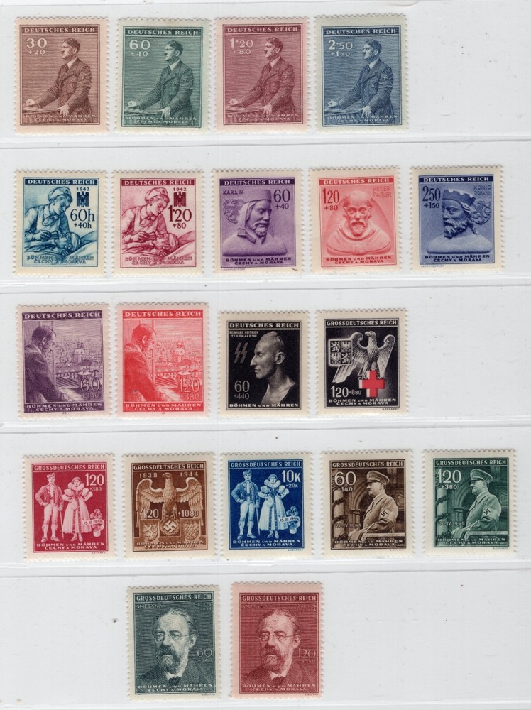GERMANY 3rd REICH BOHEMIA MORAVIA SEMI-POSTAL ISSUES B9-B28 PERFECT MNH