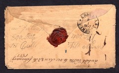 GERMANY US 1857 AACHEN VIA HAMBURG 19. JAN. 1857 STAMPLESS MARKED „42“