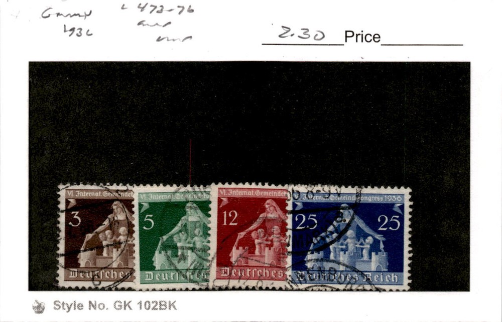 Germany, Postage Stamp, #473-476 Used, 1936 Municipalities (AG)
