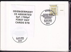ODZ&GERMANY 33 ASSORTED 5pf /700pf FIRST DAY CARDS 978