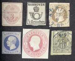 GERMANY – HANNOVER 6 pc. LOT — 1850s 1860s classic Imperf & Stationery Postmarks