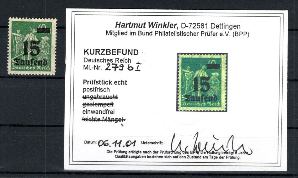 DR-Inflation 279bI MNH Postfresh BPP 70EUR (GA5152)