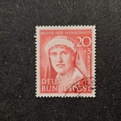 GERMANY SCOTT B322 USED F/VF – 1951 20pf + 5pf ROSE RED SEMI-POSTAL ISSUE