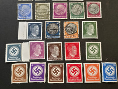 WW2 Nazi German Third Reich NSDAP Hindenburg Set w Swastika + Hitler Head Stamps