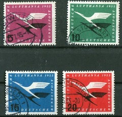 Bundle No. 205 – 208 Cleanly Canceled BRD 1955 Lufthansa Airplane